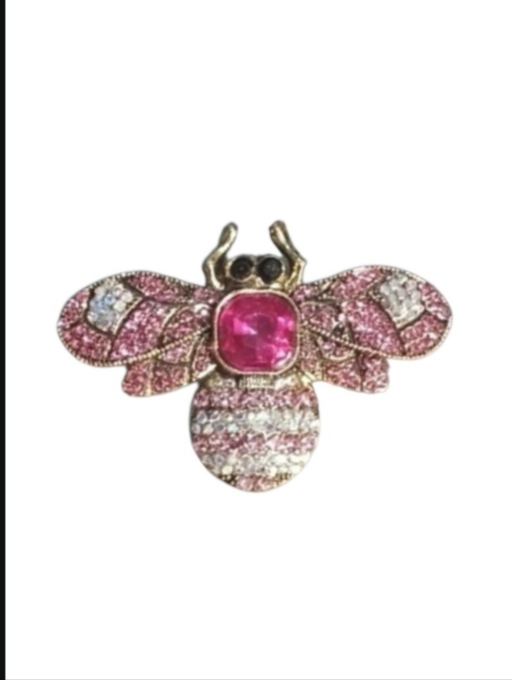 Pink Crystal Bee Brooch - Elegant Women's Jewelry - Picture 4 of 5
